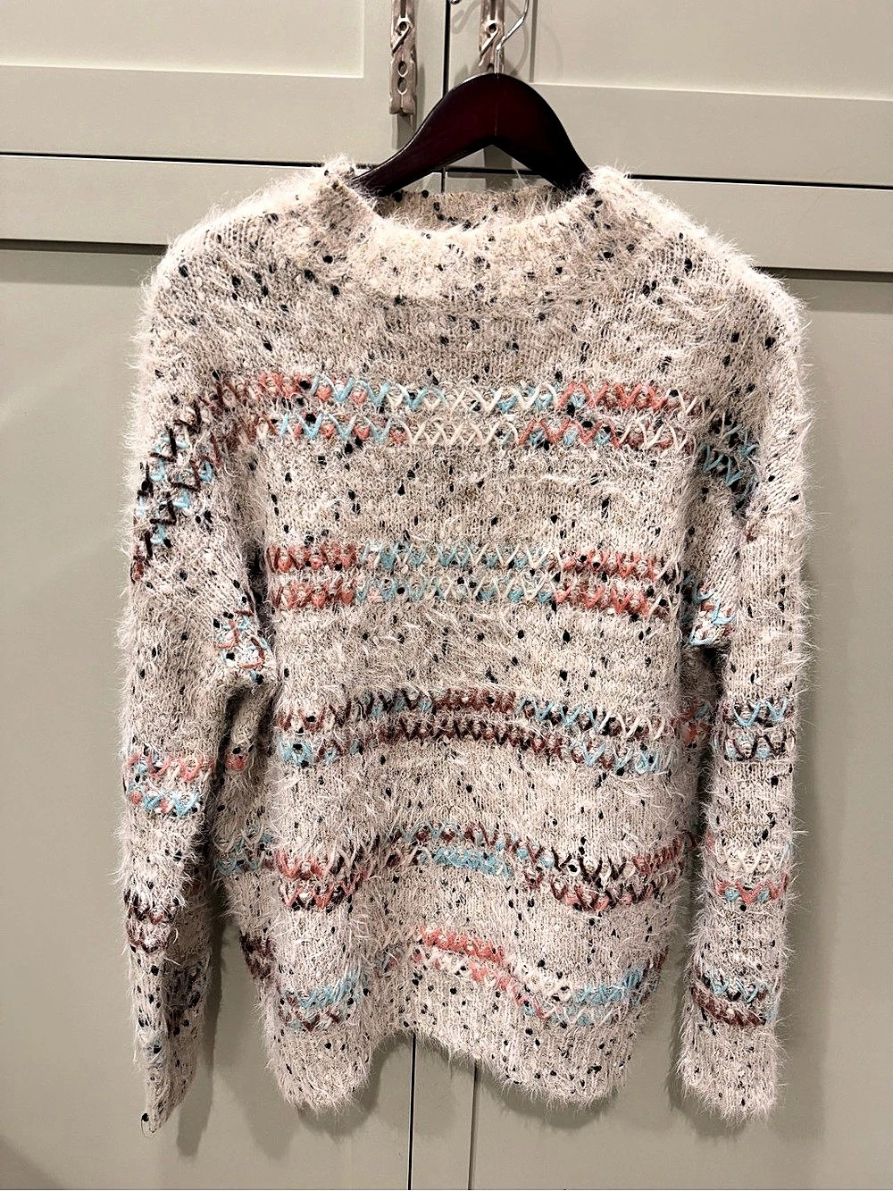 Anthropologie RAGA Darla Speckled Eyelash Sweater Fuzzy Knit